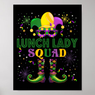Affiche Équipe Déjeuner Lady Squad Mardi Gras Fier Masqué