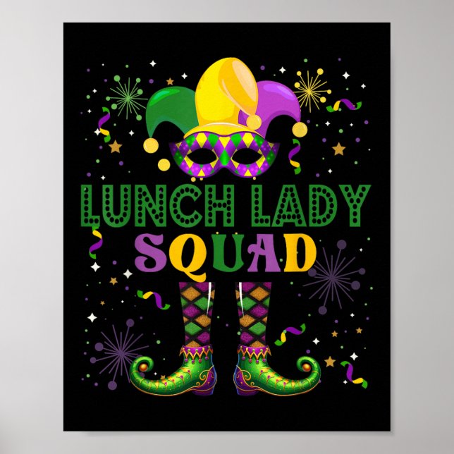 Affiche Équipe Déjeuner Lady Squad Mardi Gras Fier Masqué (Devant)