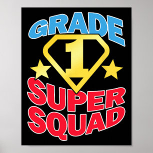 Affiche Équipe d'enseignants superhero de 1re année