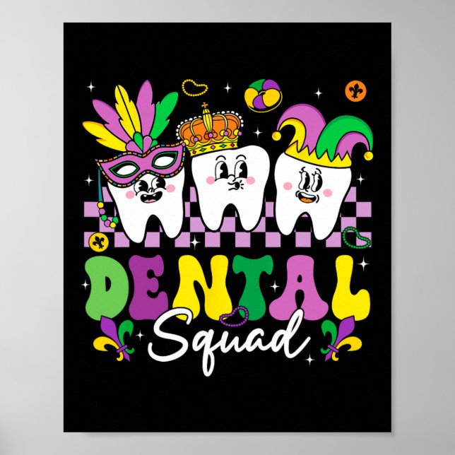 Affiche Équipe dentaire Hygiène Équipage dentaire Mardi Gr (Devant)