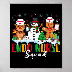 Affiche Équipe d'infirmières Endo Renne Bonhomme de neige