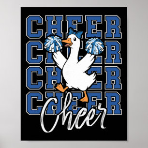 Affiche Équipe d'oie de cheer drôle bleu coquette bow spor