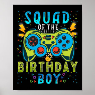 Affiche Équipe du jeu vidéo d'anniversaire du garçon corre