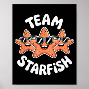 Affiche Équipe Étoile de mer Cool Sungles Océan Dessin Ani