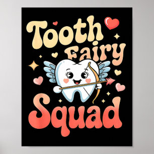 Affiche Équipe Fée des Dents Mignon Câlin Dent Rétro Humou