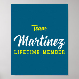 Affiche Équipe féminine Martinez Membre à vie Nom de famil