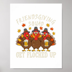Affiche Équipe Friendsgiving Dinde Thanksgiving Amis Dr