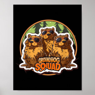 Affiche Équipe Groundhog Day Drôle Printemps Février Punxs