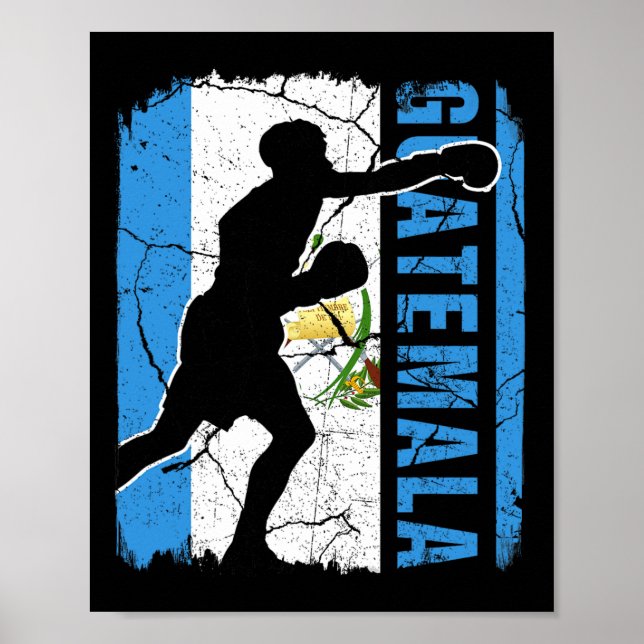 Affiche Équipe guatémaltèque de boxe Guatémaltèque Drapeau (Devant)