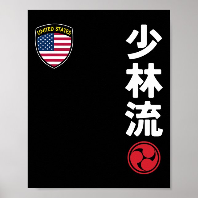 Affiche Équipe Karate Shorin Ryu Usa Drapeau Martial Japon (Devant)