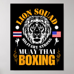 Affiche Équipe Lion Thaïlande Kickboxing Muay Thai Mma Ent