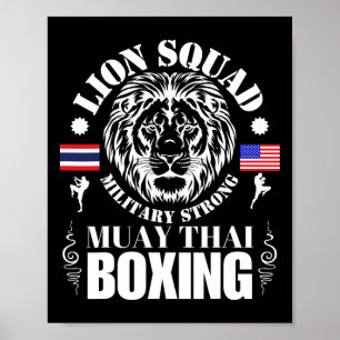 Affiche Équipe Lion Thaïlande Kickboxing Muay Thai Mma Ent