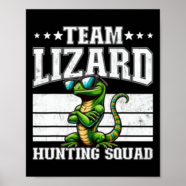Affiche Équipe Lizard Hunter Squad Funny Retro Gecko Lizar (Devant)