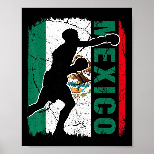 Affiche Équipe mexicaine de boxe Mexique Drapeau Gants de  (Devant)