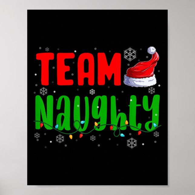 Affiche Équipe Naughty Nice Santa Hat Funny Christmas Matc (Devant)
