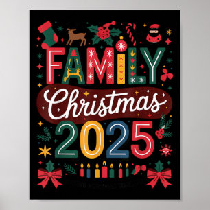 Affiche Équipe Noël en famille 2025 Santa Elf Xmas tenue a
