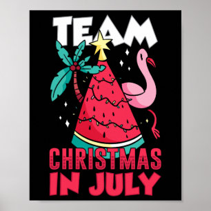 Affiche Équipe Noël en juillet Sarcasme Été Père Noël Humo