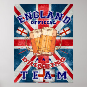 Affiche Équipe Officielle De Boisson D'Angleterre. Bière a
