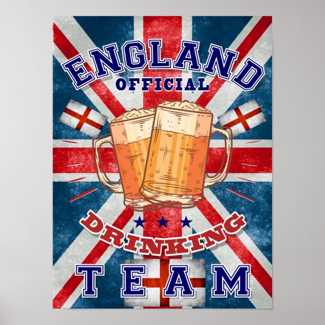 Affiche Équipe Officielle De Boisson D'Angleterre. Bière a (Devant)