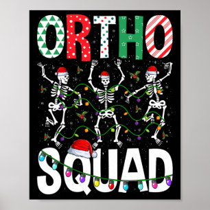 Affiche Équipe Ortho Noël Squelette Infirmière Orthopédiqu
