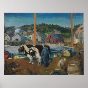 Affiche Équipe Ox, Quai à Matinicus par George Bellows