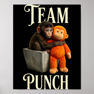 Affiche Équipe poing japon bébé singe coup de poing