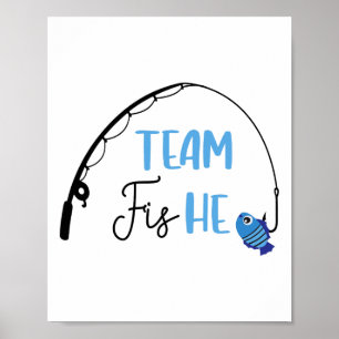 Affiche Équipe Poisson He Chemise Pêche Genre Reveal Party