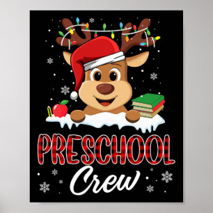Affiche Équipe préscolaire Funny Reindeer Enseignant Étudi