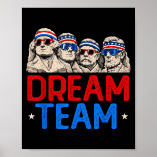 Affiche Équipe Présidents Patriotiques Mont Aamerican Usa