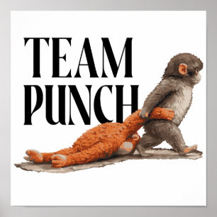 Affiche Équipe Punch Baby Singe Japonais