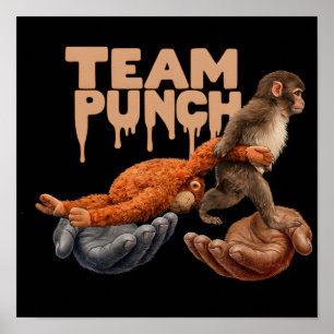 Affiche Équipe Punch Égouttant Singe Japonais