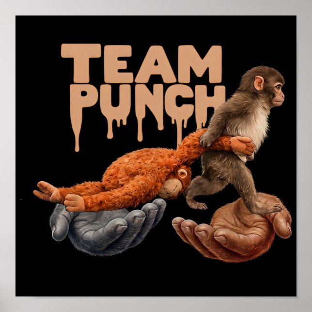 Affiche Équipe Punch Égouttant Singe Japonais (Devant)