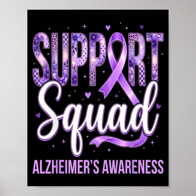 Affiche Équipe ruban violet équipe de soutien maladie d'Al (Devant)