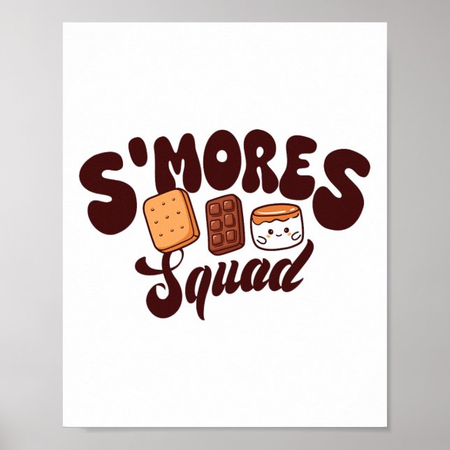 Affiche Équipe S'mores Camping Feu de camp Chocolat Guimau (Devant)
