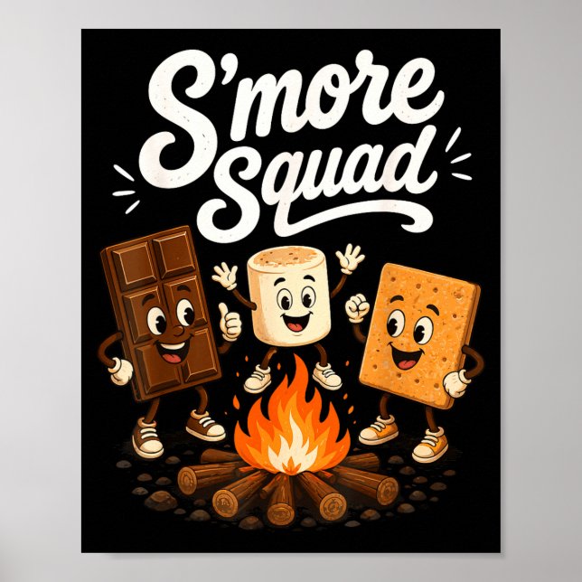 Affiche Équipe S'mores drôle de feu de camp de guimauve  (Devant)