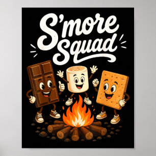 Affiche Équipe S'mores drôle de feu de camp de guimauve