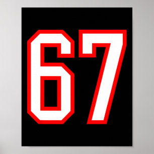 Affiche Équipe sportive Numéro #67 Blanc Rouge Varsity Num