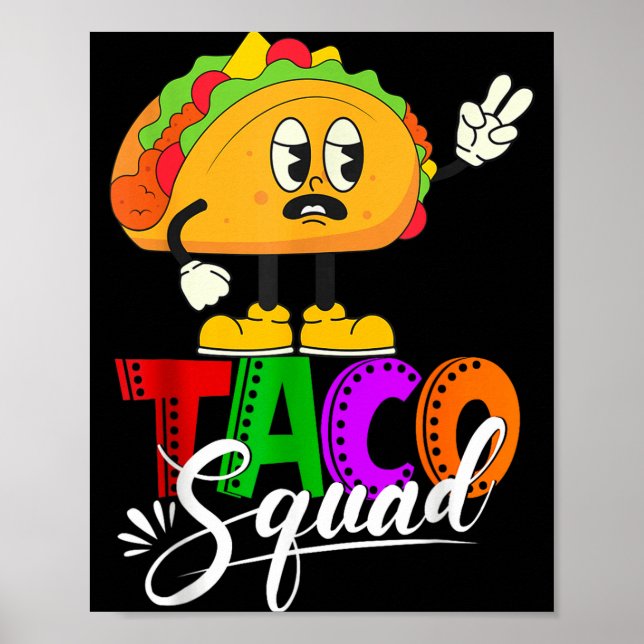 Affiche Équipe taco cinco de mayo drôle de nourriture mexi (Devant)