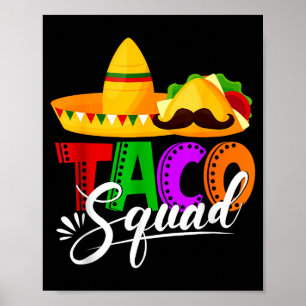 Affiche Équipe taco cinco de mayo drôle de nourriture mexi