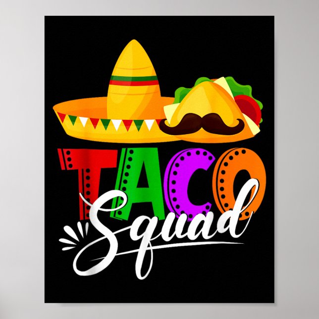 Affiche Équipe taco cinco de mayo drôle de nourriture mexi (Devant)