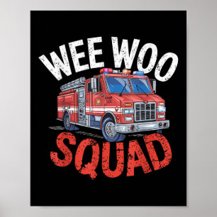 Affiche Équipe Wee Woo Drôle Pompiers Camion de pompiers