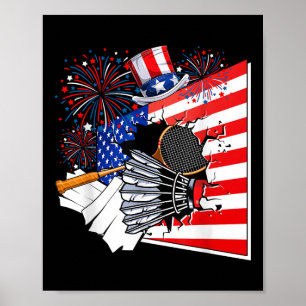 Affiche Équipement de badminton Costume Drapeau Américain