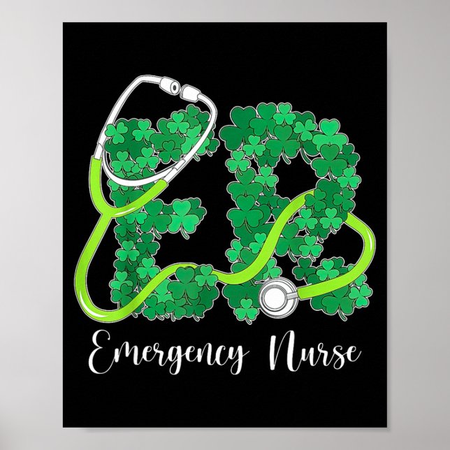 Affiche Er Emergency Nurse Stethoscope St. Patrick's Day S (Devant)