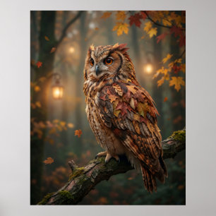 Affiche Érable Chouette Automne Glow
