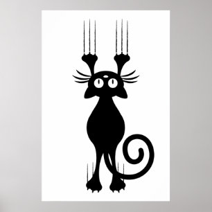 Affiche Éraflure mignonne de chat noir de bande dessinée