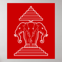 Erawan Trois éléphant en tête Lao / Laos Drapeau