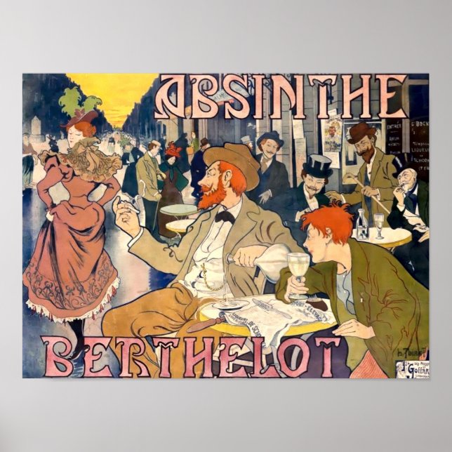 Affiche Ere victorienne 1898 Art Nouveau Absinthe Ad (Devant)