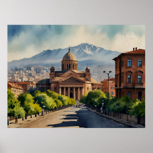 Affiche Erevan aquarelle