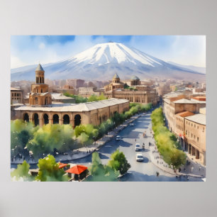 Affiche Erevan aquarelle