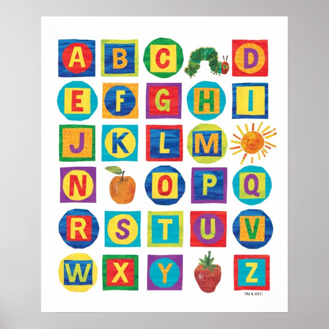 Affiche Eric Carle | Motif de cubes alphabetiques (Devant)
